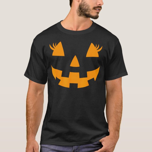 Camiseta Jack O Lanterna Face Pumpkin Eyelashes Hallowen Co (Frente)