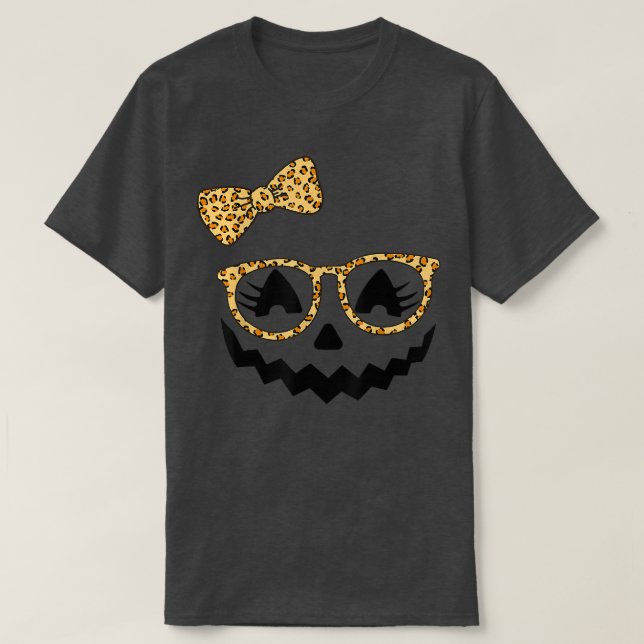 Camiseta Jack O Lanterna Face Pumpkin Halloween Leopard Pri (Frente do Design)