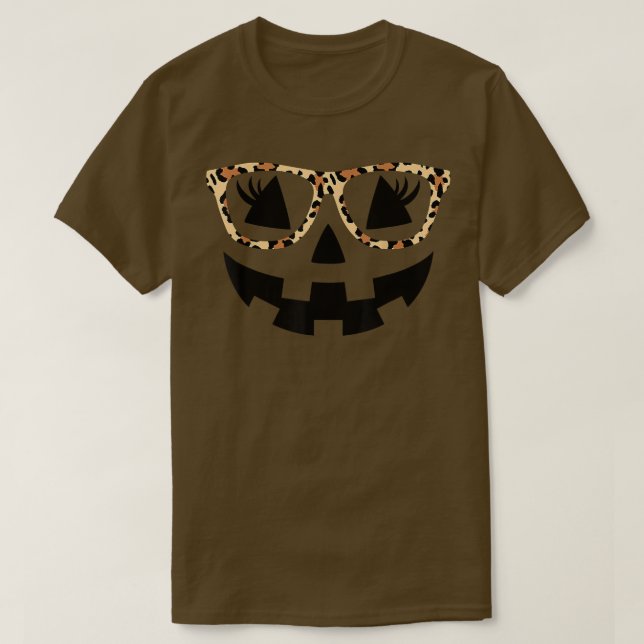 Camiseta Jack O Lanterna Face Pumpkin Hallowen Leopard Impr (Frente do Design)