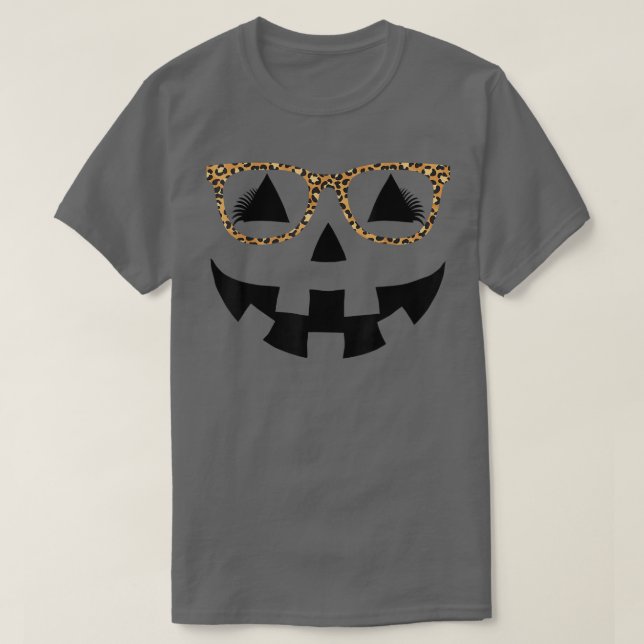 Camiseta Jack O Lanterna Pumpkin Face Cara Coluna Óculos-Le (Frente do Design)