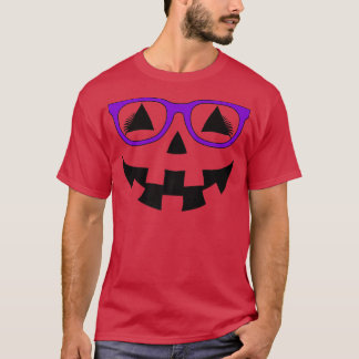 Camiseta Jack O Lanterna Pumpkin Face Óculos Roxos