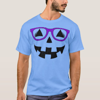 Camiseta Jack O Lanterna Pumpkin Face Óculos Roxos