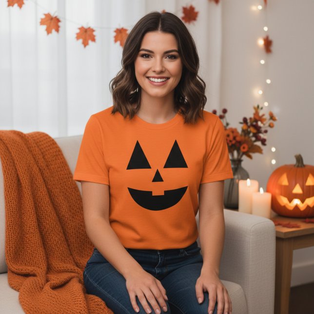 Camiseta Jack-O-Lanterna Pumpkin Rosto Halloween (Jack-O-Lantern Pumpkin Face Halloween T-Shirt)