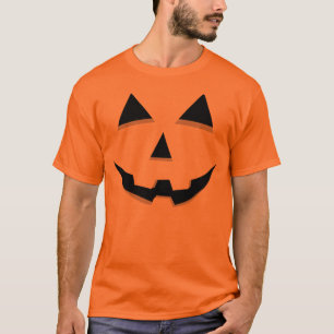 Camiseta Jack-O-Lanterna Rosto Laranja Figurino do Hallowee
