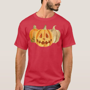 Camiseta Jack o'Lanterna Watercolor Halloween Pumpkin Fall