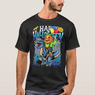 Camiseta Jack Riding Trex Dino Jurassic Halloween Pumpkin C