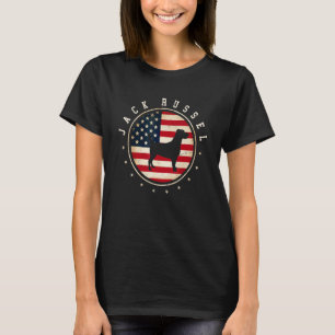 Camiseta Jack Russel Bandeira EUA 4 de Julho Mãe e Pai de C