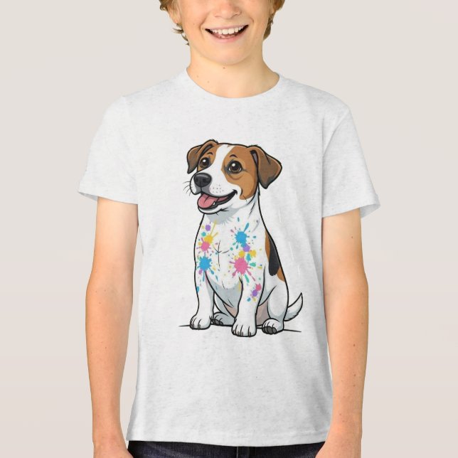 Camiseta Jack Russell Alegre e Diversão com Salpicos (Frente)