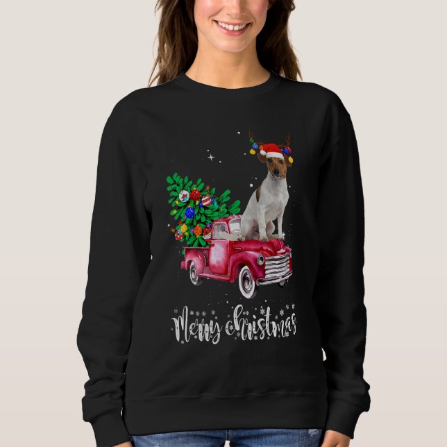 Camiseta Jack Russell Christmas Ride Red Truck (Frente)