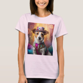 Camiseta Jack Russell em uma fantasia colorida
