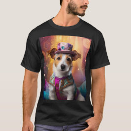 Camiseta Jack Russell em uma fantasia colorida