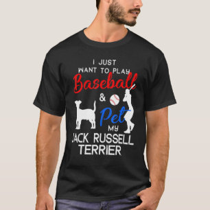 Camiseta Jack Russell Engraçado Dono de Cachorro de Basebal