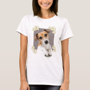 Camiseta Jack Russell Puppy Floral Cuja Corda Floral É Ado