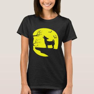 Camiseta Jack Russell Silhouette Em Bats De Cachorro De Lua