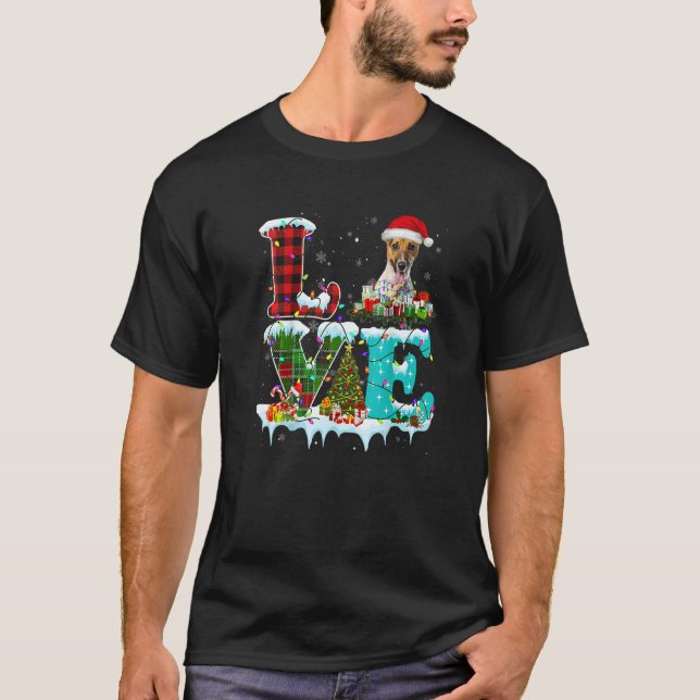 Camiseta Jack Russell Terrier Christmas Tree Light Pajama D (Frente)