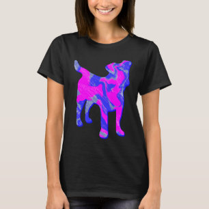 Camiseta Jack Russell Terrier Dog Pink e Blue Silhouette