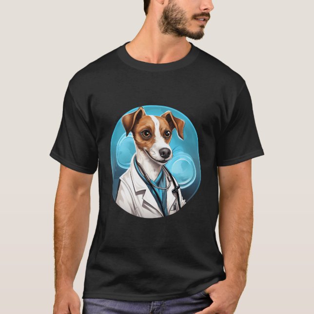 Camiseta Jack Russell Terrier Doutor Funny Dog Profissão (Frente)