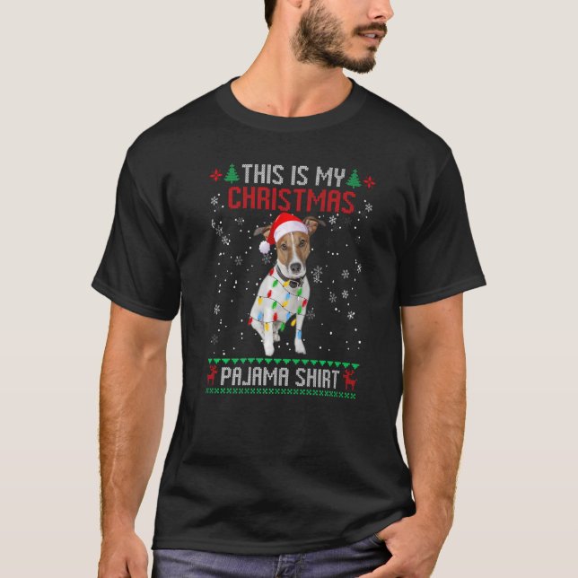Camiseta Jack Russell Terrier Horly Christmas Tree Lights X (Frente)