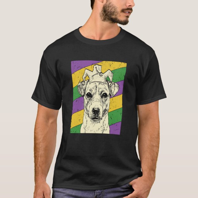 Camiseta Jack Russell Terrier Jester Mardi Gras Dog Mom or  (Frente)
