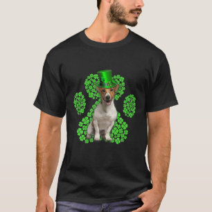 Camiseta Jack Russell Terrier Shamrock Paw Clovers Rua Patr