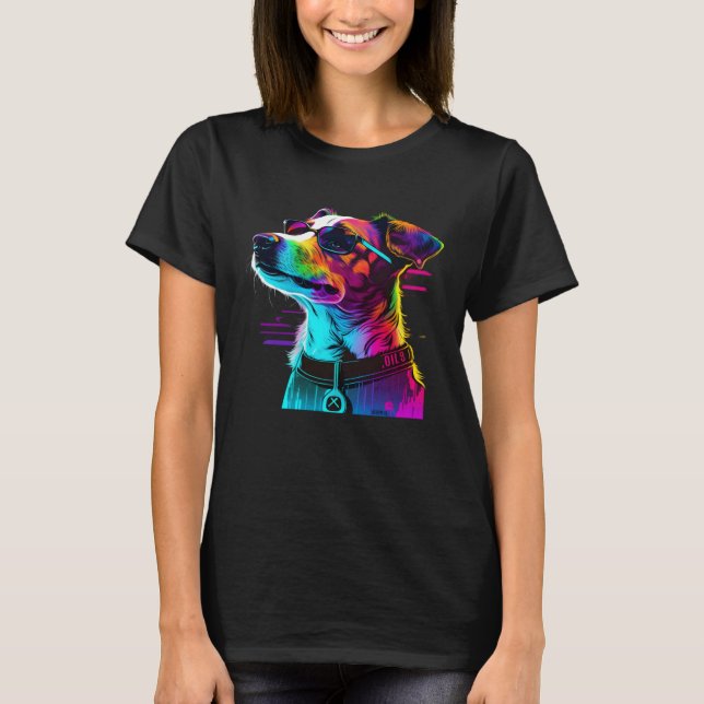 Camiseta Jack Russell Terrier Synthwave  1 (Frente)