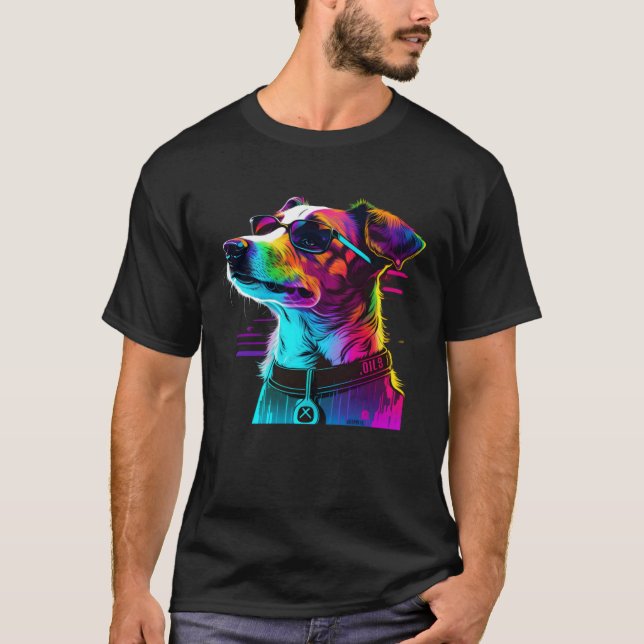 Camiseta Jack Russell Terrier Synthwave  1 (Frente)