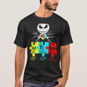 Camiseta Jack Skeleton Love Heart Quebra-cabeça Pieds Autis