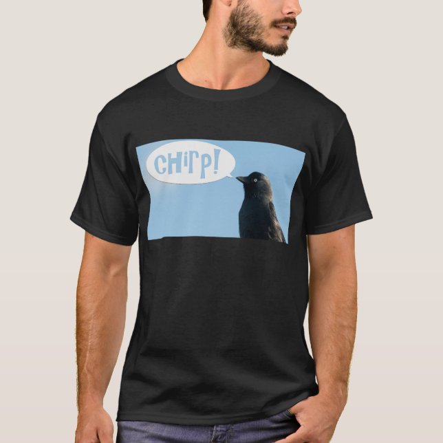 Camiseta Jackdaw (Corvus monedula) diz chirp. (Frente)