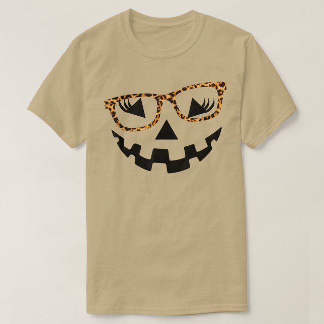 Camiseta JackOLanternaGlasse de Rosto Pumpkin Eyelashes (Frente do Design)