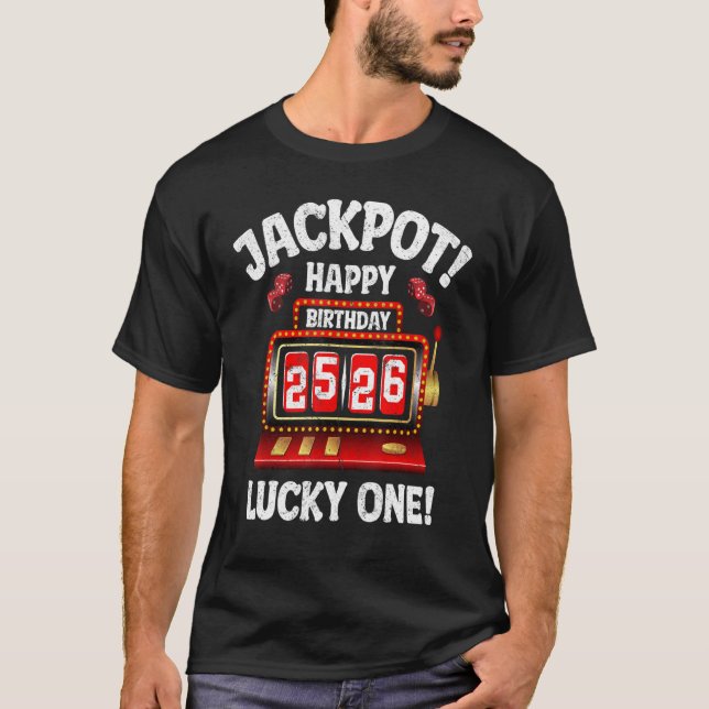 Camiseta Jackpot Happy 26º aniversário festas de festas do  (Frente)