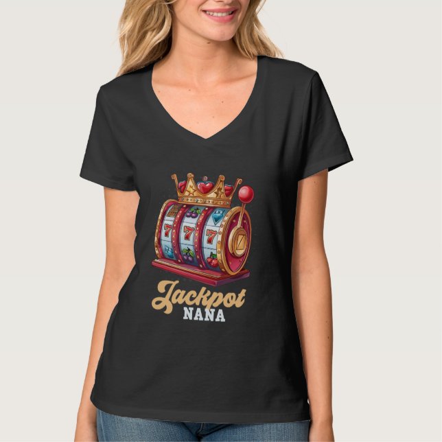 Camiseta JACKPOT Vovó Slot Machine Gambler Casino Vovó (Frente)