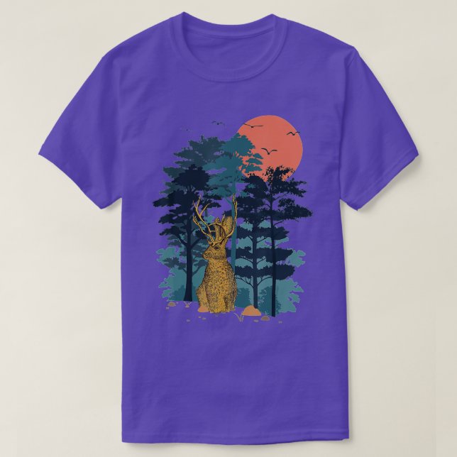Camiseta Jackrabbit Mountain Pine Tree Sky Birds are Flying (Frente do Design)