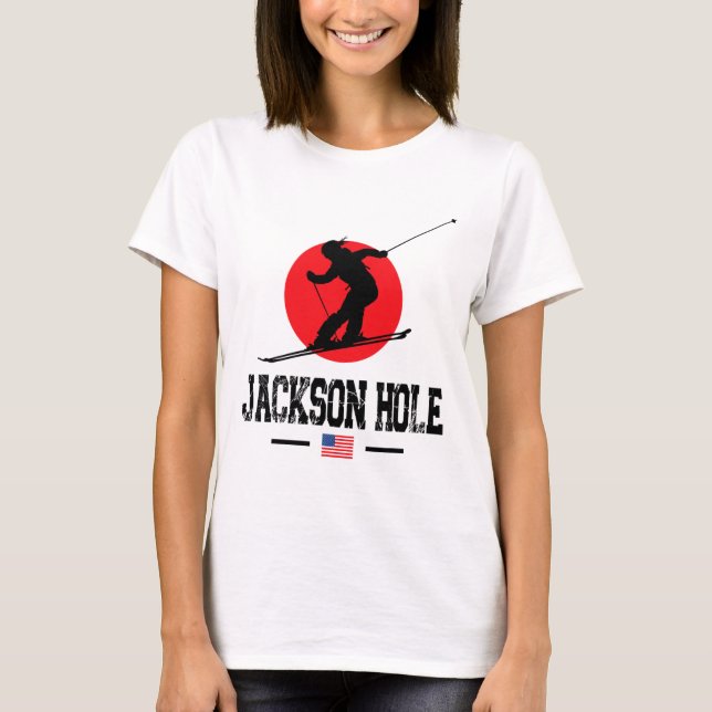 Camiseta Jackson Hole Usa Ski Resort Rocky Mountain America (Frente)