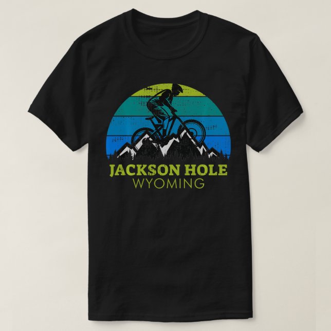 Camiseta Jackson Hole Wyoming Mountain Biking  (Frente do Design)