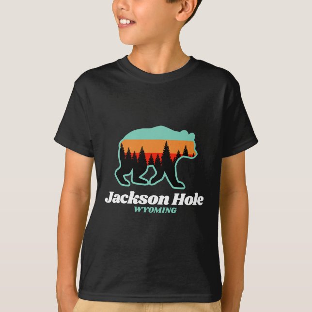 Camiseta Jackson Hole Wyoming Skiing Snowboard Bear (Frente)