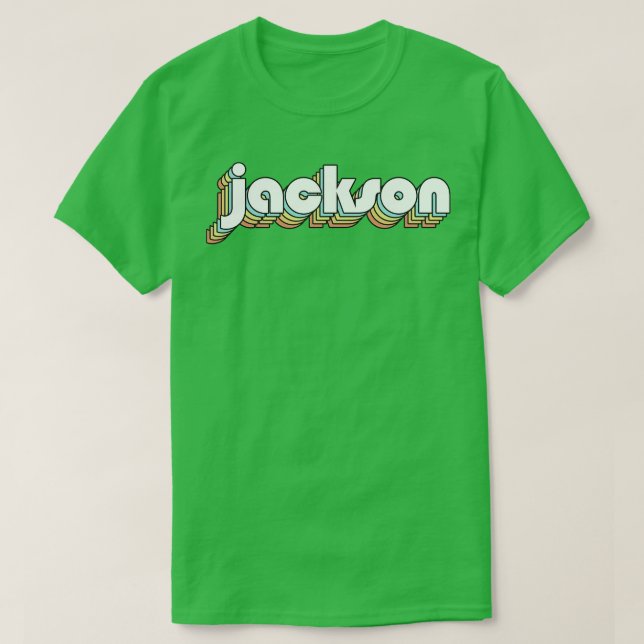 Camiseta Jackson Retro Rainbow Tipografia Estilo Desvanecid (Frente do Design)