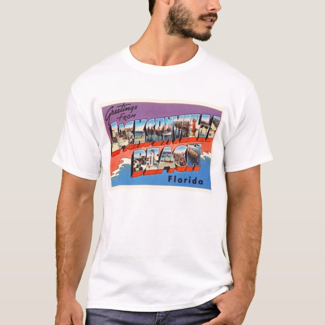 Camiseta Jacksonville Beach Flórida FL Antiga Viagem Souven (Frente)
