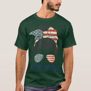 Camiseta Jacksonville Girl Messy bun, Patriot do Orgulho da