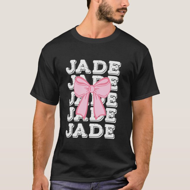 Camiseta JADE Name Coquette Big Pink Arco Simple Cute Girly (Frente)