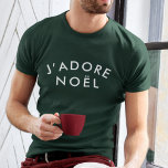 Camiseta J'adore Noel | Modern Love Christmas Trendy Xmas<br><div class="desc">Simples,  na moda J'adore Noel" diz camiseta com tipografia moderna e minimalista em branco,  num estilo tendencioso e festivo. A citação traduz-se em "Eu amo o natal" em francês. O presente ou acessório perfeito para a época de Natal!</div>