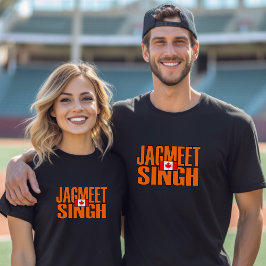 Camiseta Jagmet Singh Orange Block Text Flag Canadense