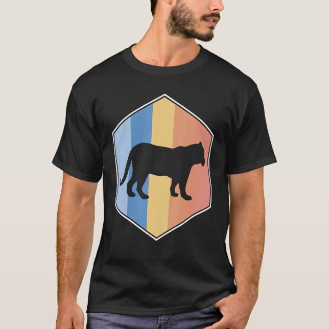 Camiseta Jaguar Com Cores Retroativas Num Hexágono (Frente)