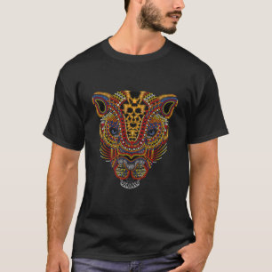 Camiseta Jaguar Head Art Huichol Face México Aztec Mayas Fo