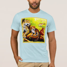 Camiseta Jaguar Mãe e Cubs Relaxando na Selva. Comprar Agor
