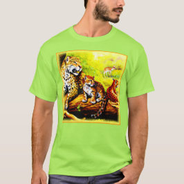 Camiseta Jaguar Mãe e Cubs Relaxando na Selva. Comprar Agor
