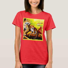 Camiseta Jaguar Mãe e Cubs Relaxando na Selva. Comprar Agor