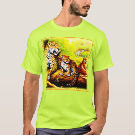 Camiseta Jaguar Mãe e Cubs Relaxando na Selva. Comprar Agor