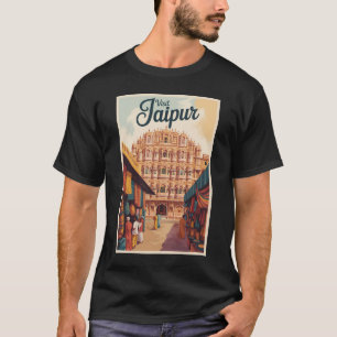 Camiseta Jaipur India Hawa Mahal Ilustração Viagem Art