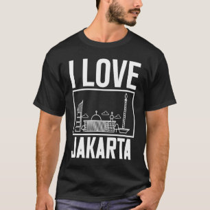 Camiseta Jakarta Indonesia - Viagem do Mapa Skyline da Cida