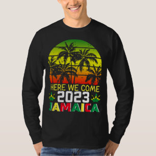 Camiseta Jamaica 2023 Aqui Vemos Homens Básicos De Longa Fo
